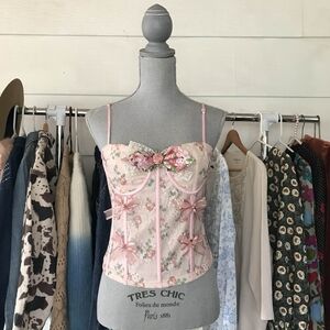 Pink Cami Corset Girly Upcycled Womens Size Small To Medium